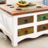 table basse en bois recycle et bois de manguier blanc 70 cm