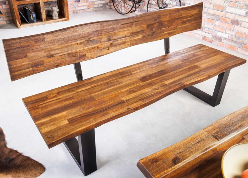 Banc de salle à manger en bois naturel