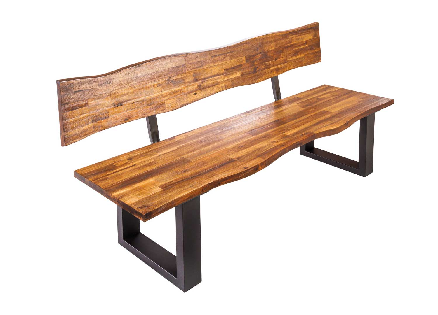 Banc de Jardin en Bois d'Acacia sans Dossier avec Assise à Lattes 132 x 34  x 43,5 CM Charge Max 360KG Couleur Naturel - Costway