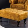 Banc chesterfield en velours jaune design