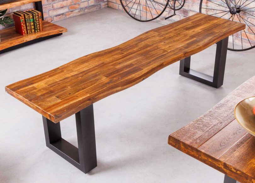 Banc de salle à manger en bois massif huilé