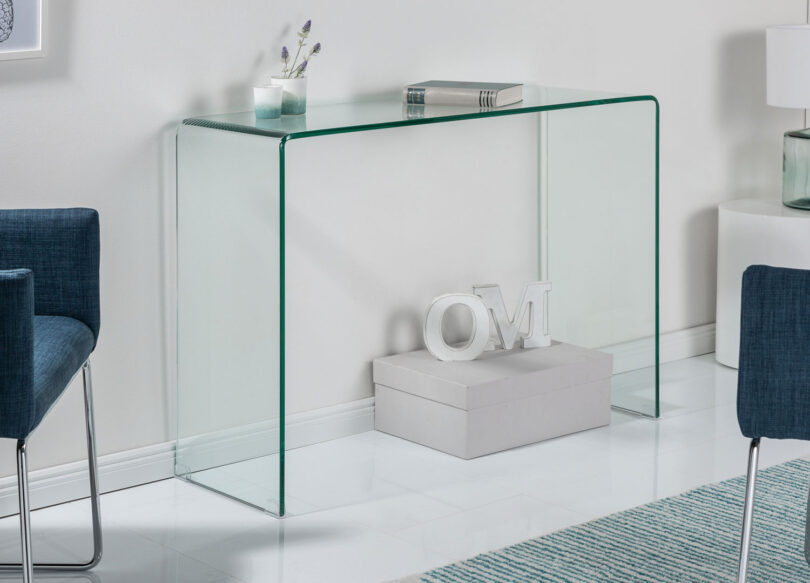 Console rectangulaire en verre