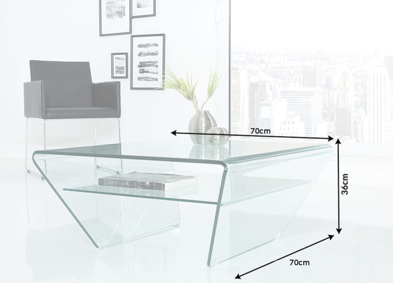 Dimensions de la table basse rectangulaire en verre