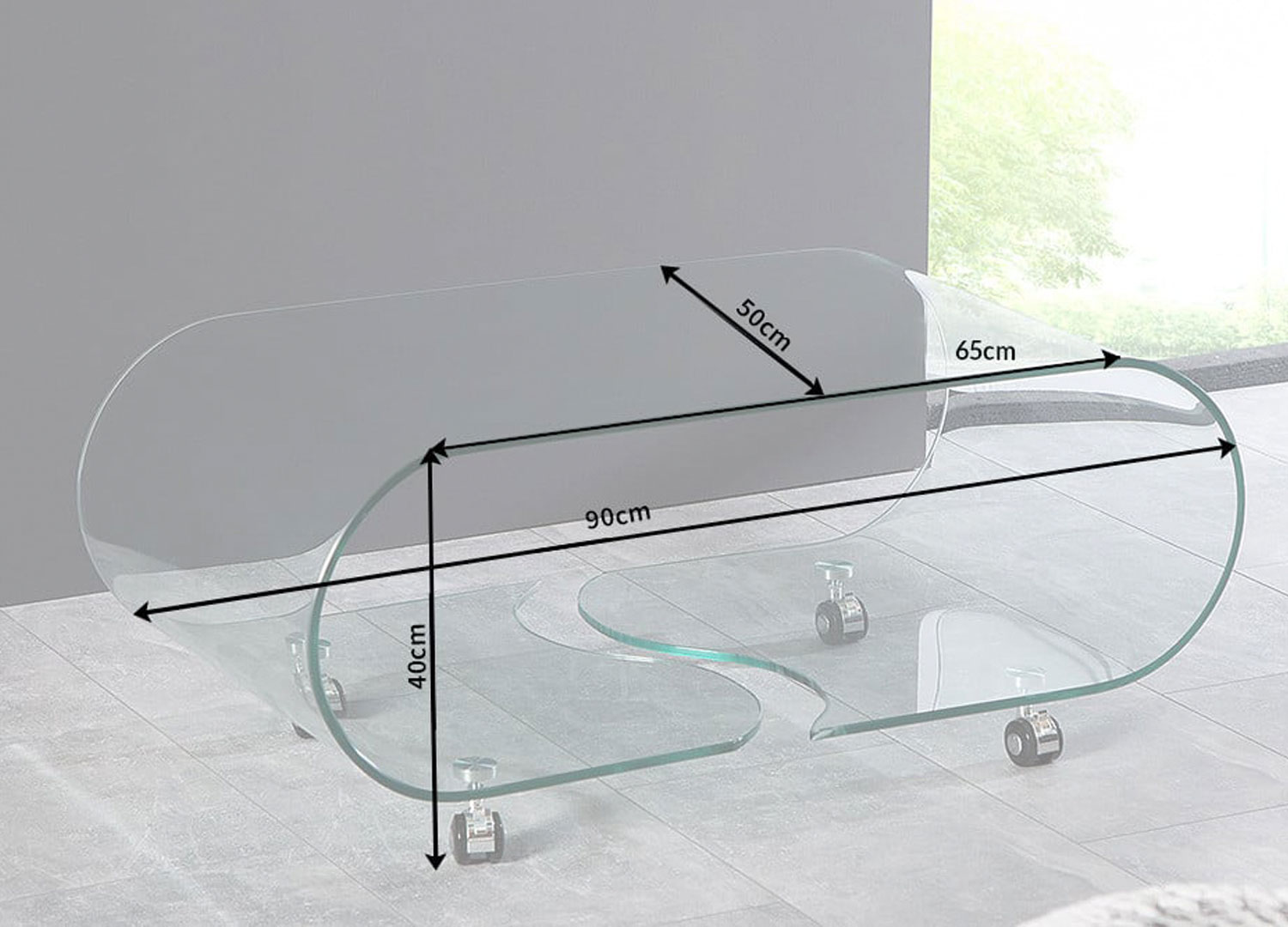 Dimensions de la table de salon en verre trempé sécurit