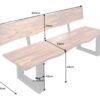 Dimensions du banc de salle à manger en bois d'acacia massif