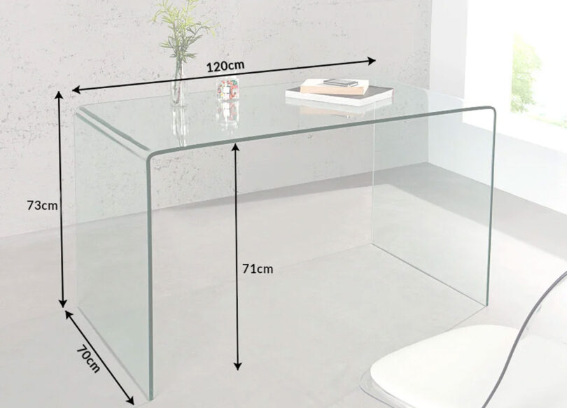Dimensions de la table rectangulaire en verre