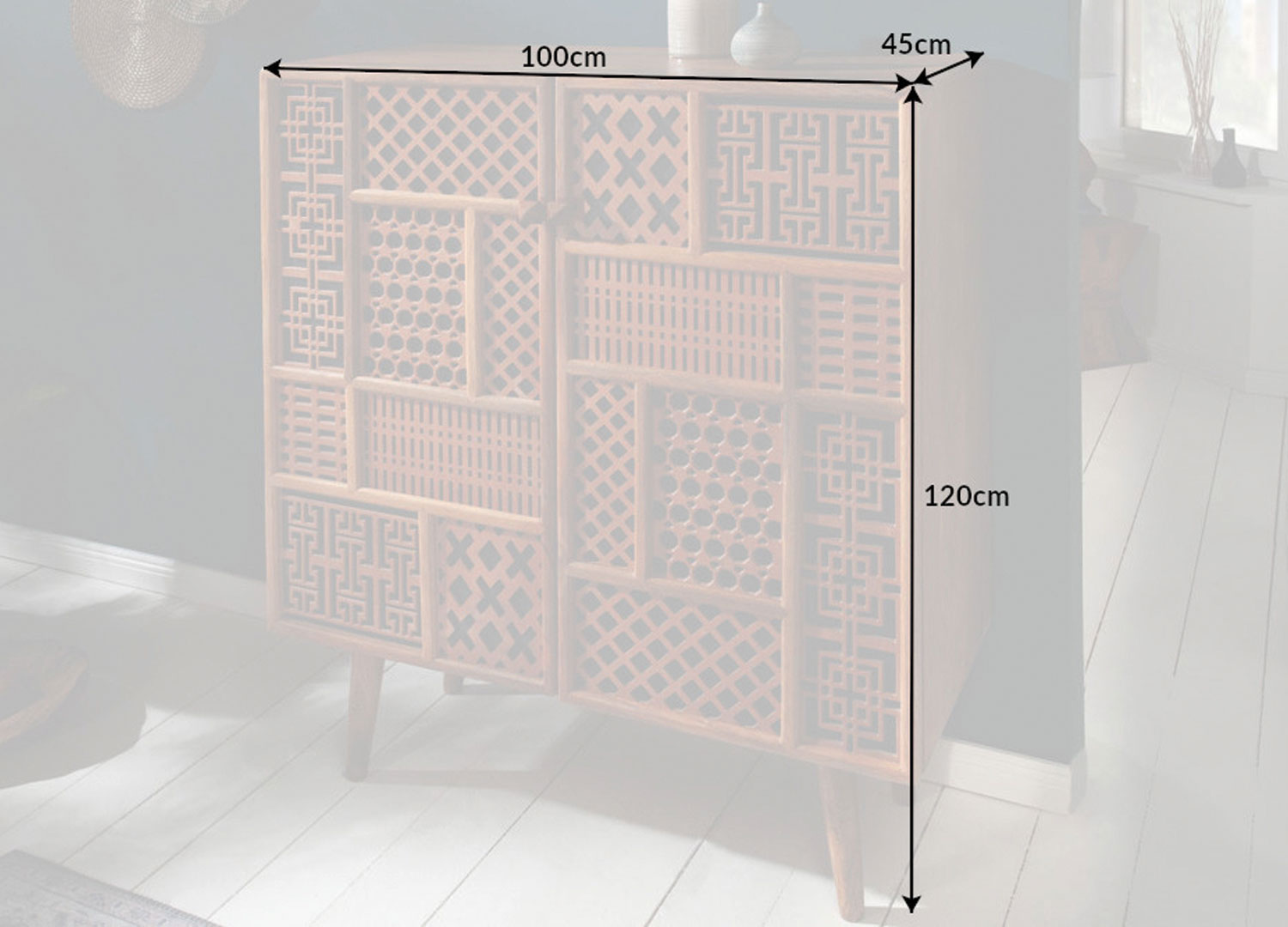 Dimensions de la commode en bois de manguier design