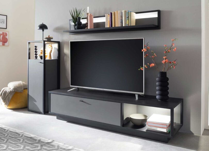 Ambiance de meuble tv gris et gris anthracite