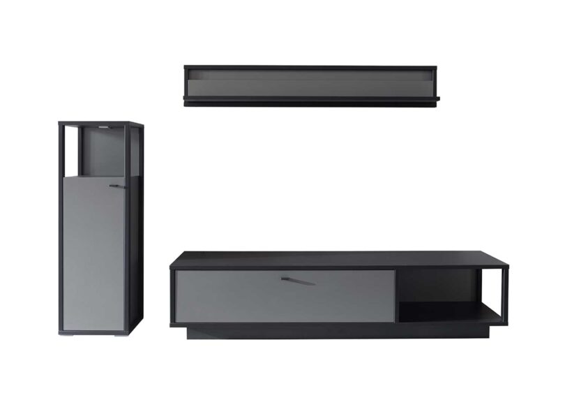 Ensemble meuble tv gris et gris anthracite