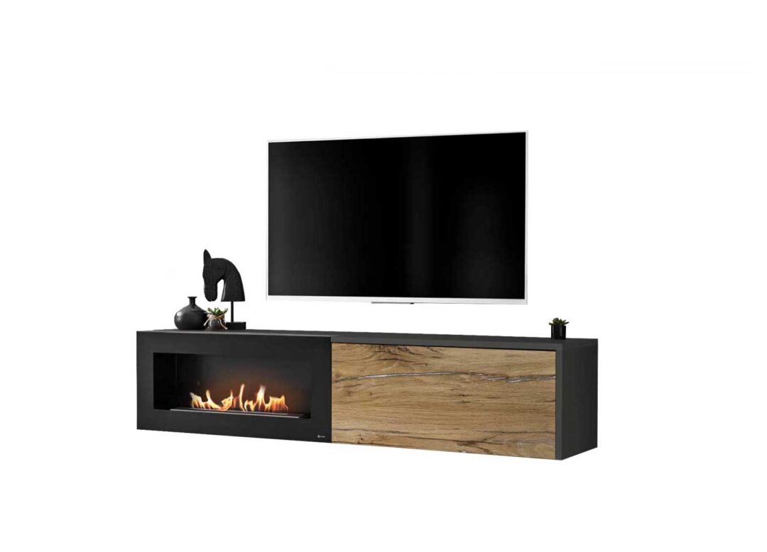 Meuble tv cheminée bio éthanol