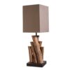 Lampe à poser en bois flotté et coton naturel