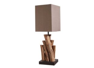 Lampe à poser en bois flotté et coton naturel
