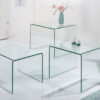 Lot de 3 tables basses en verre trempé