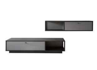 Meuble tv avec étagère de rangement mural gris et gris anthracite