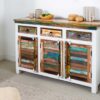 Buffet bahut en bois recyclé et blanc