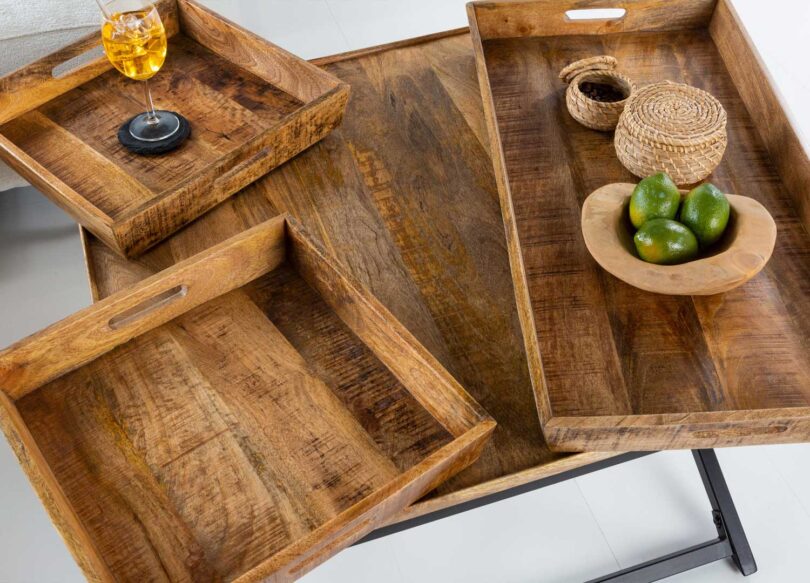 Plateaux amovibles de la table basse carrée
