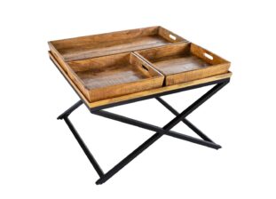 Table basse en bois avec plateaux amovibles