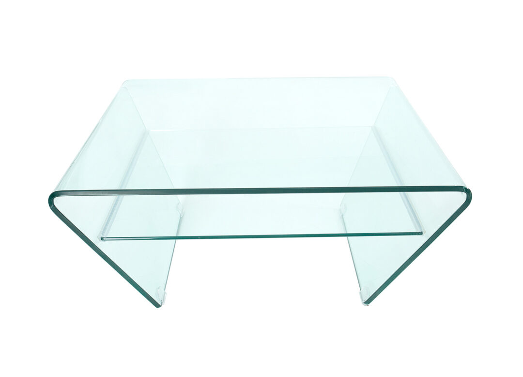 Table basse en verre sécurit avec plateau inférieur