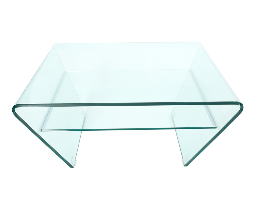 Table basse en verre sécurit avec plateau inférieur