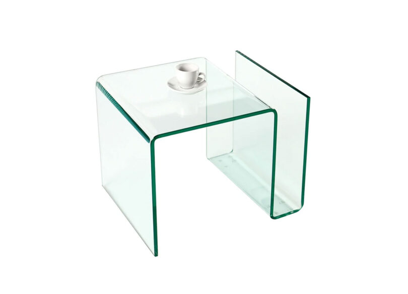 Table basse porte revue en verre trempé design