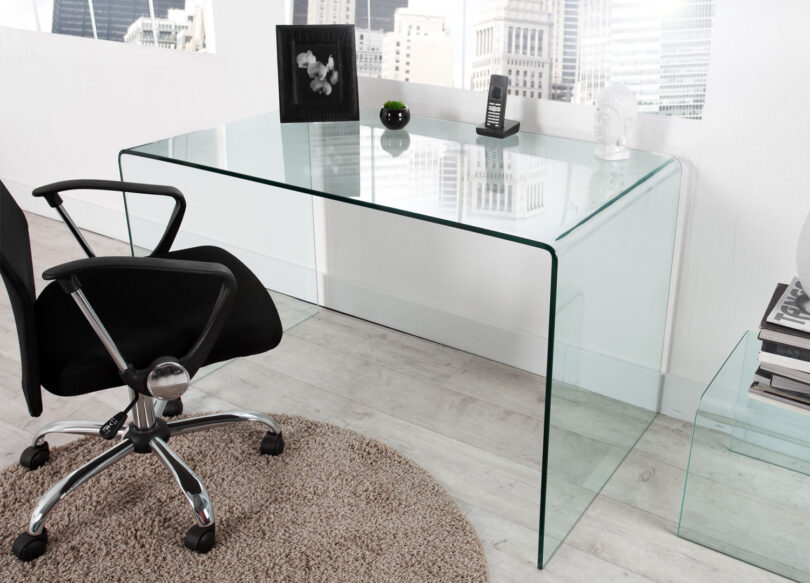 Table de bureau en verre trempé sécurit épais