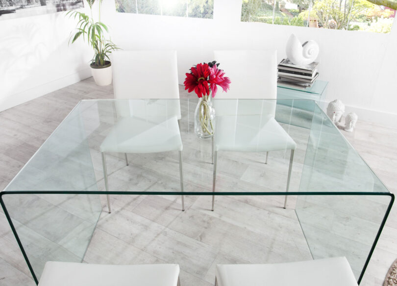 Table à manger rectangulaire 120cm en verre