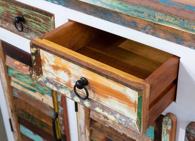 Tiroir du buffet 125cm en bois recyclé