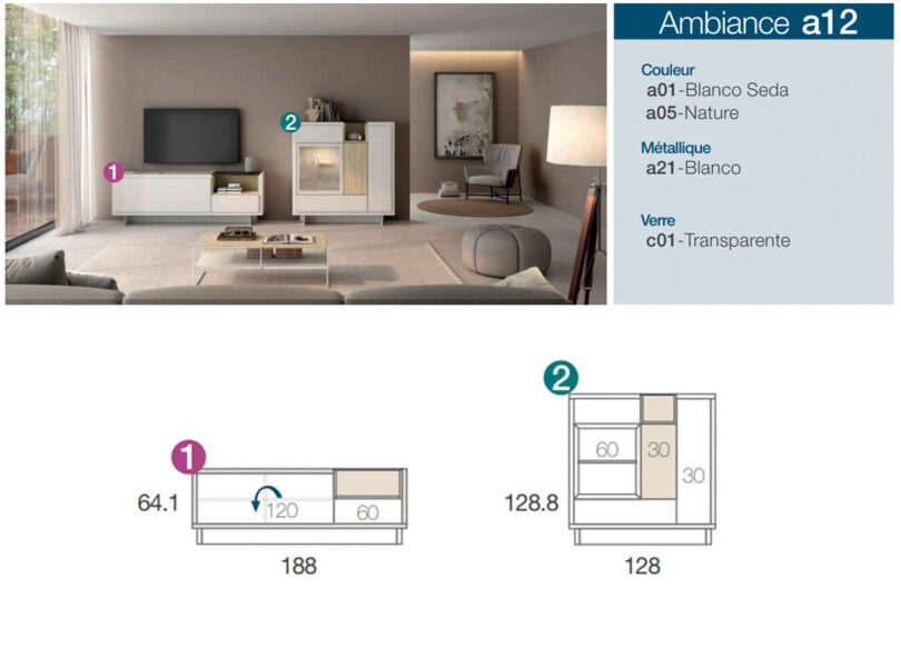Zoom sur les dimensions et le finitions des meubles de salon de qualité
