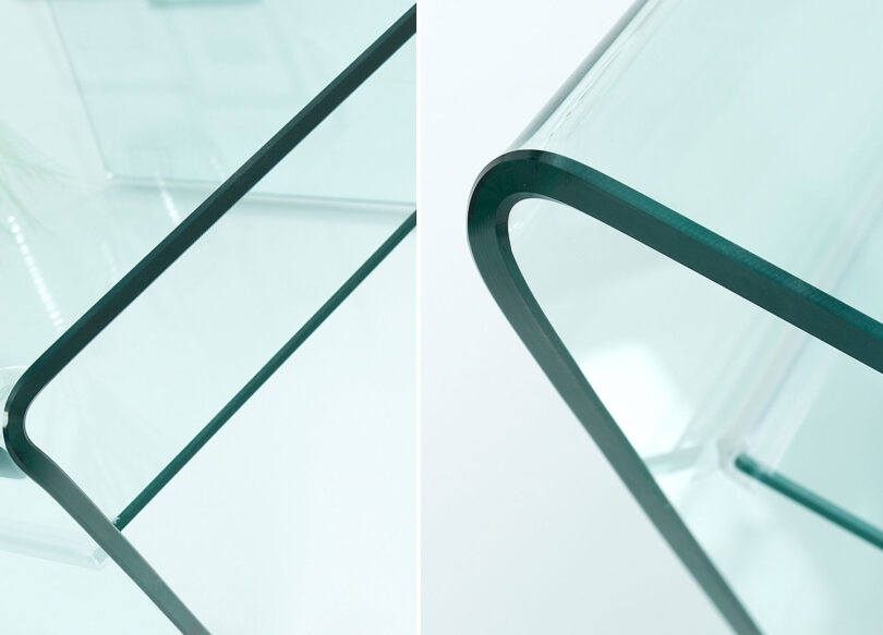 Zoom sur le verre de la table basse
