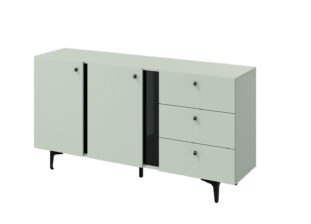meuble buffet moderne pas cher vert sauge et metal noir