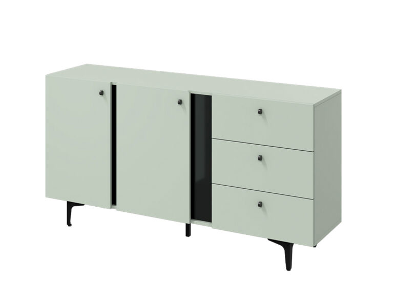 meuble buffet moderne pas cher vert sauge et metal noir