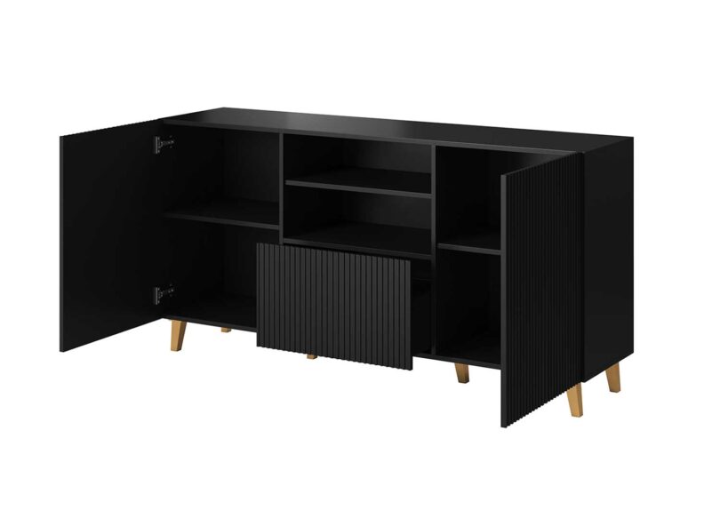 meuble de rangement 150 cm 2 portes 2 niches et 1 tiroi