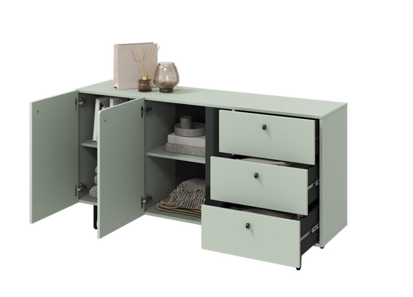meuble buffet contemporain pas cher avec 2 portes et 3 tiroirs