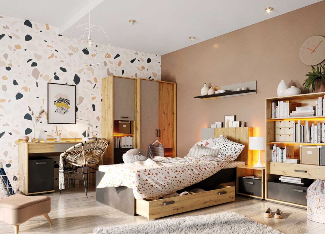 armoire 2 porte 1 tiroir chambre ado style industriel