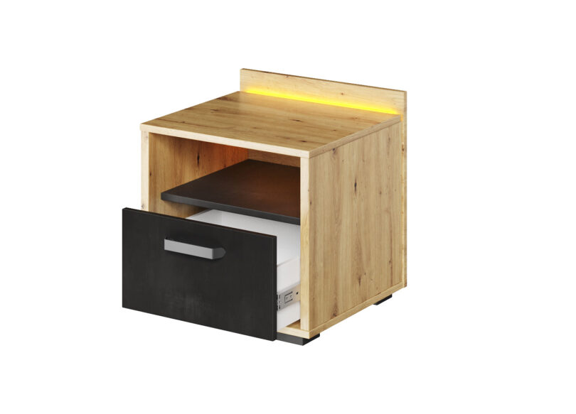 chevet 1 tiroir style industriel avec 1 bande led