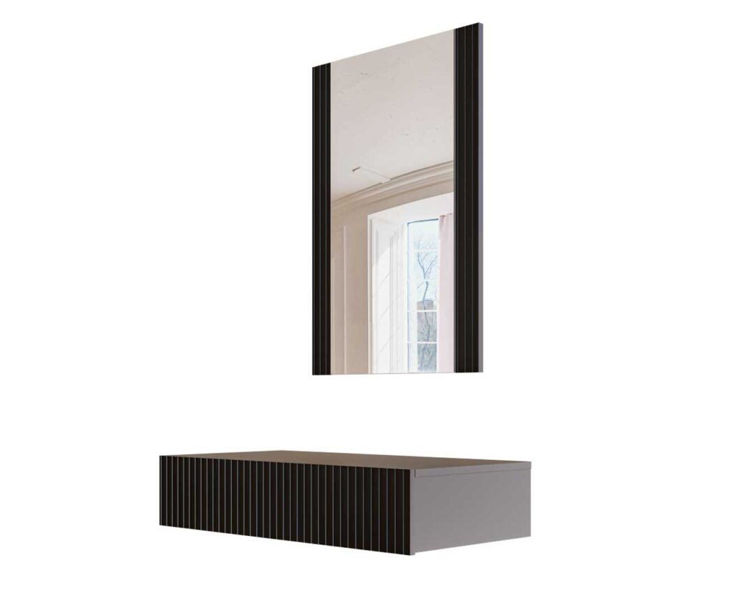 Coiffeuse Murale Palazzo INT - Miroir, Console En Verre Noir - Style Glamour