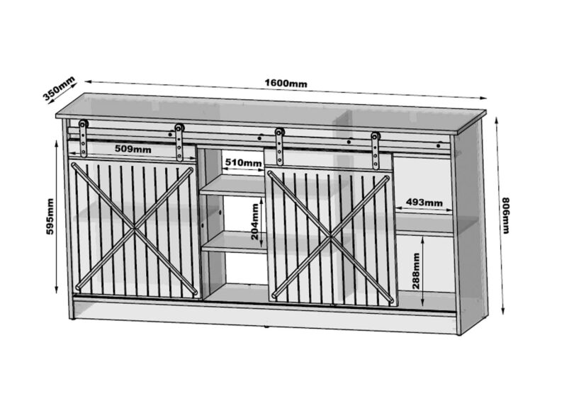details des dimensions du buffet noir