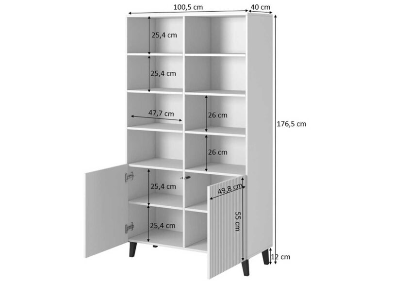 details des dimensions du buffet haut noir