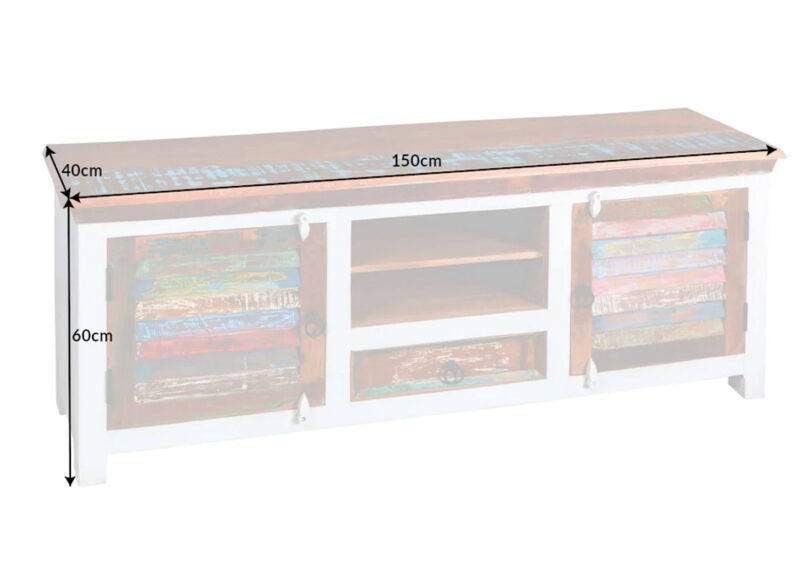 dimension meuble tv en bois recycle et bois de manguier