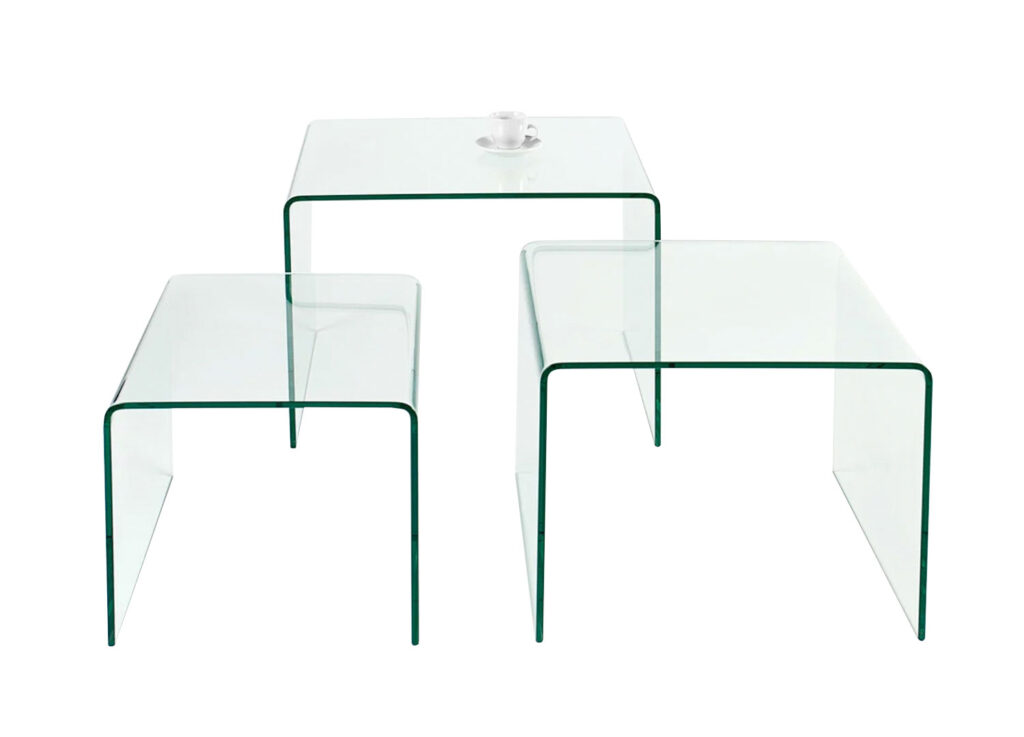 Tables basses empilables en verre sécurit design