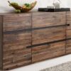 buffet retro en bois fonce avec 3 tiroirs et 2 portes 170 cm