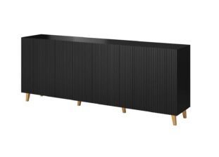 buffet de rangement 200 cm moderne noir et dore