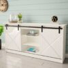 buffet moderne avec 2 portes coulissantes blanc mat et brillant