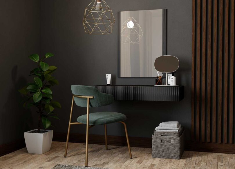 console murale avec 1 grand miroir