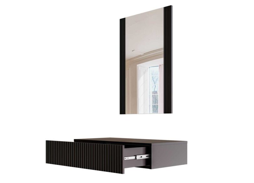 console murale noire avec miroir