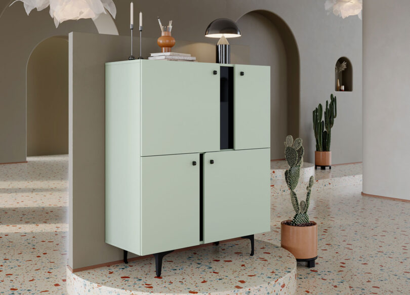 commode moderne pas cher vert sauge clair