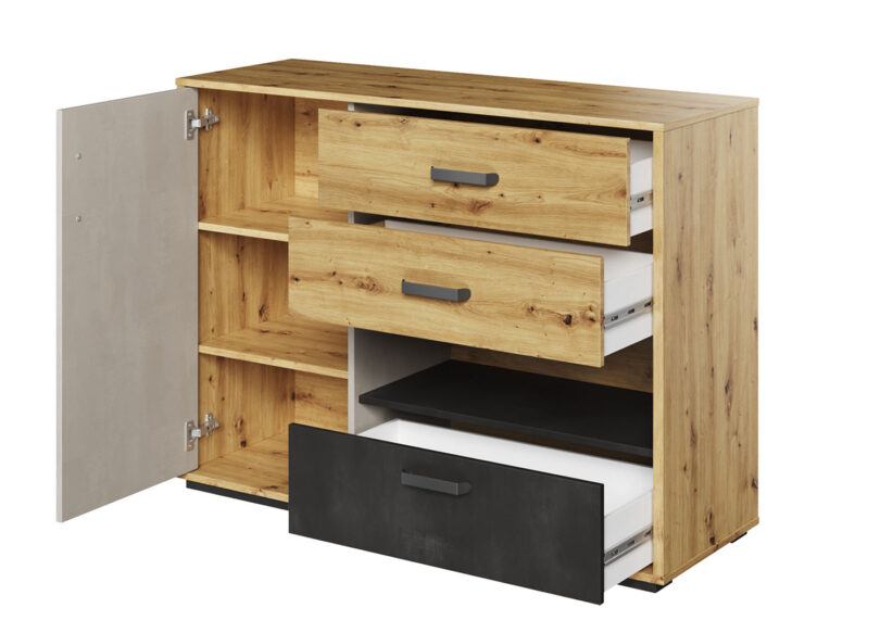meuble commode 3 tiroirs 1 porte pour ado
