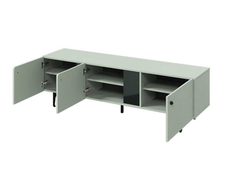 banc tv moderne pas cher vert sauge et metal noir
