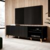 meuble tv noir 150 cm avec 2 portes modulables noir