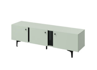 meuble tele contemporain 165 cm vert sauge et metal noir